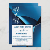 Moderne Minimalistische Blue Wave Wedding Einladun Einladung (Vorne/Hinten)