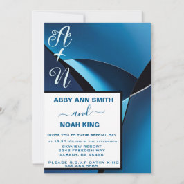 Moderne Minimalistische Blue Wave Wedding Einladun Einladung