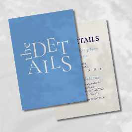 Moderne Minimalistische Blue Wedding Details Umsch Begleitkarte