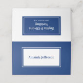 Moderne Minimalistische Blue Wedding Platzkarte (Außenseite Aufgefaltet)