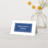 Moderne Minimalistische Blue Wedding Platzkarte (Rückseite)