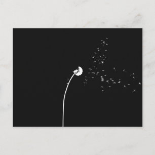 Moderne minimalistische Blume aus Schwarz und Weiß Postkarte