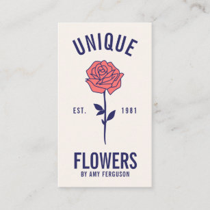 Moderne, minimalistische Blume mit blauen Rosatöne Visitenkarte