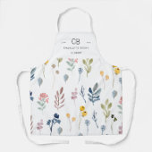 Moderne Minimalistische Blume Mit Monogramm Schürze (Vorderseite)