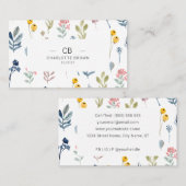 Moderne Minimalistische Blume Mit Monogramm Visitenkarte (Vorne/Hinten)