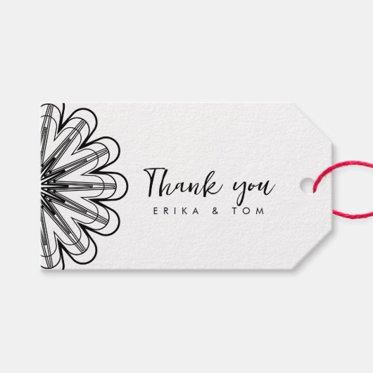 Moderne minimalistische Blumen danke Geschenketike Geschenkanhänger (Vorderseite (Horizontal))