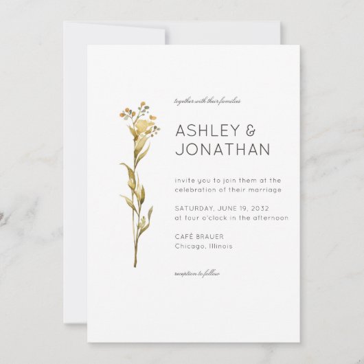 Moderne Minimalistische Blumen-Detail-Hochzeit Einladung (Vorderseite)