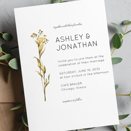 Moderne Minimalistische Blumen-Detail-Hochzeit Einladung