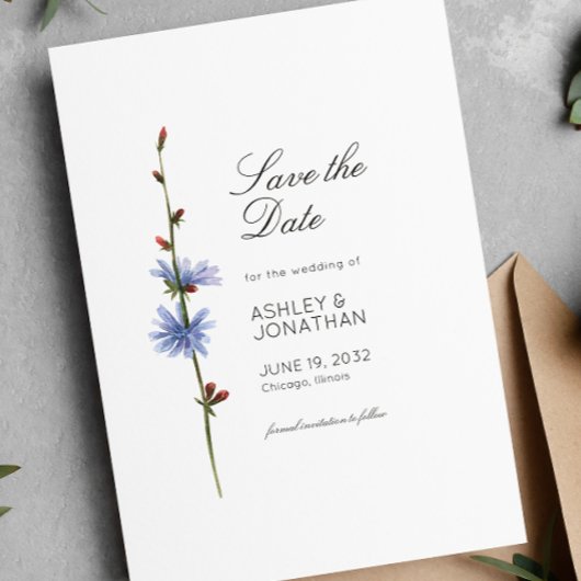 Moderne Minimalistische Blumen-Detail-Hochzeit Save The Date
