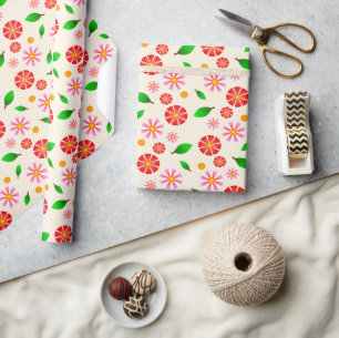 Moderne minimalistische Blumengestaltung creme Geschenkpapier