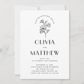 Moderne Minimalistische Blumenhochzeit. QR-Code un Einladung (Vorderseite)