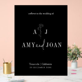 Moderne Minimalistische Blumenhochzeit Willkommen Acrylschild