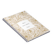 Moderne Minimalistische Blumenmuster Gold und Crem Notizblock (Rechte Seite)
