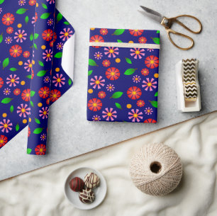 Moderne minimalistische Blumenmuster mittel-dunkel Geschenkpapier