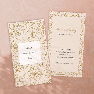 Moderne Minimalistische Blumenmuster Rose Gold Visitenkarte