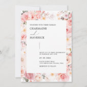 Moderne Minimalistische Blumenrosa Hochzeit Einladung (Vorderseite)