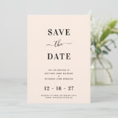 Moderne Minimalistische Blush-Hochzeit Save The Date (Stehend Vorderseite)