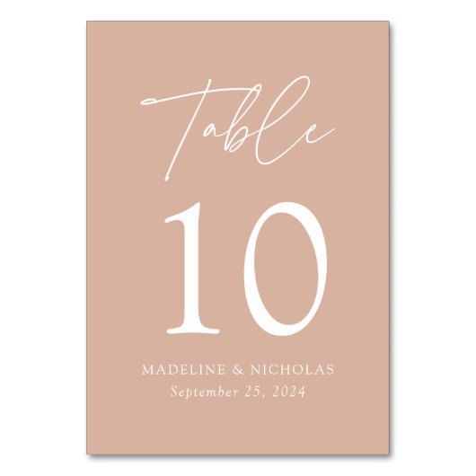 Moderne Minimalistische Blush-Hochzeit Tischnummer (Vorderseite)