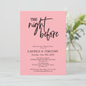 Moderne minimalistische Blush Pink Hochzeit-Probe Einladung (Stehend Vorderseite)