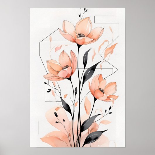 Moderne Minimalistische Blüte - Pfirsichblüten VII Poster (Vorne)