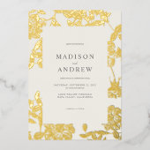 Moderne Minimalistische Blütenhochzeit Folieneinladung (Vorderseite)