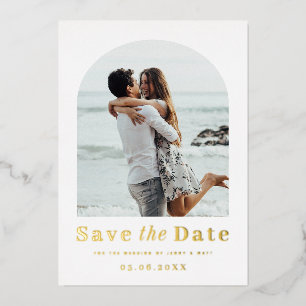 Moderne minimalistische Bogen-Foto-Save-the-Date-E Folieneinladung