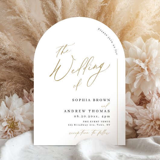 Moderne, minimalistische Bogenhochzeit Einladung