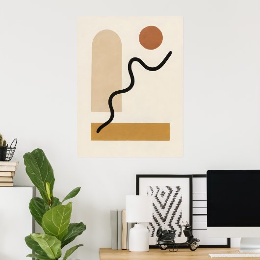 Moderne Minimalistische Boho Abstrakt Wall Art Ear Poster (Heimbüro)