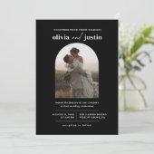 Moderne Minimalistische Boho Arch Foto Hochzeit Einladung (Stehend Vorderseite)