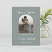 Moderne Minimalistische Boho Arch Foto Hochzeit Einladung (Stehend Vorderseite)