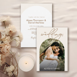 Moderne Minimalistische Boho Arch Foto Hochzeit Einladung