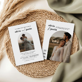 Moderne Minimalistische Boho Arch Foto Hochzeit Einladung
