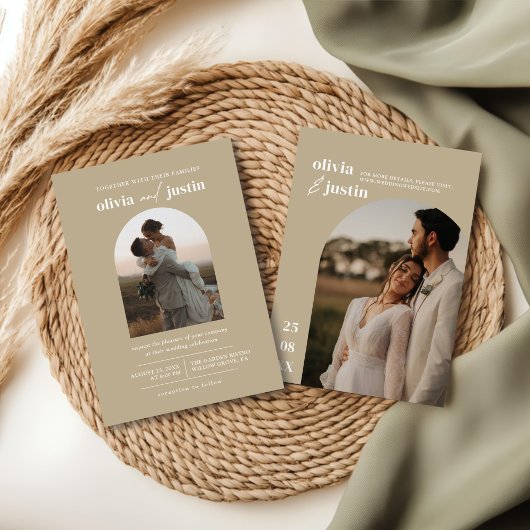 Moderne Minimalistische Boho Arch Foto Hochzeit Einladung