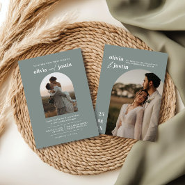 Moderne Minimalistische Boho Arch Foto Hochzeit Einladung
