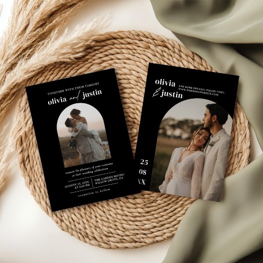 Moderne Minimalistische Boho Arch Foto Hochzeit Einladung