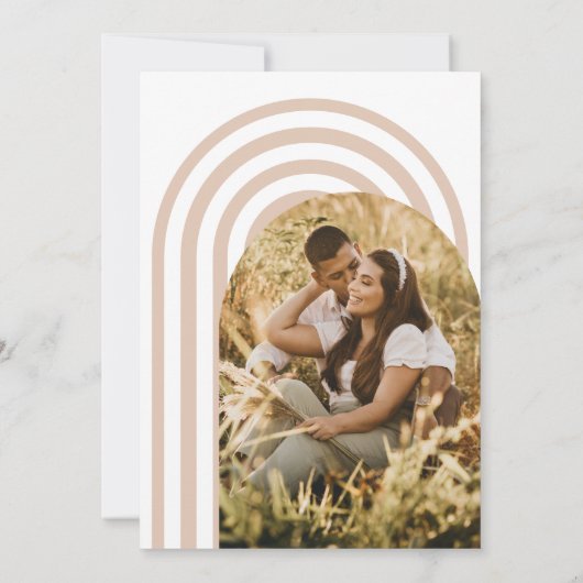 Moderne Minimalistische Boho Arch Foto Hochzeit Einladung (Rückseite)