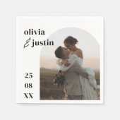 Moderne Minimalistische Boho Arch Foto Hochzeit Serviette (Vorderseite)