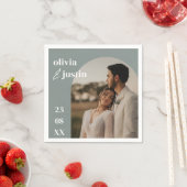 Moderne Minimalistische Boho Arch Foto Hochzeit Serviette (Beispiel)