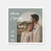 Moderne Minimalistische Boho Arch Foto Hochzeit Serviette (Vorderseite)