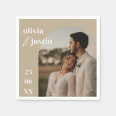 Moderne Minimalistische Boho Arch Foto Hochzeit Serviette (Vorderseite)