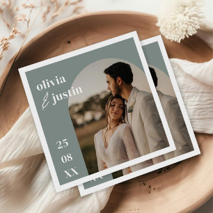 Moderne Minimalistische Boho Arch Foto Hochzeit Serviette