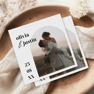 Moderne Minimalistische Boho Arch Foto Hochzeit Serviette