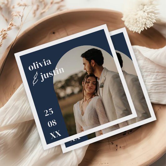 Moderne Minimalistische Boho Arch Foto Hochzeit Serviette