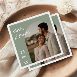 Moderne Minimalistische Boho Arch Foto Hochzeit Serviette