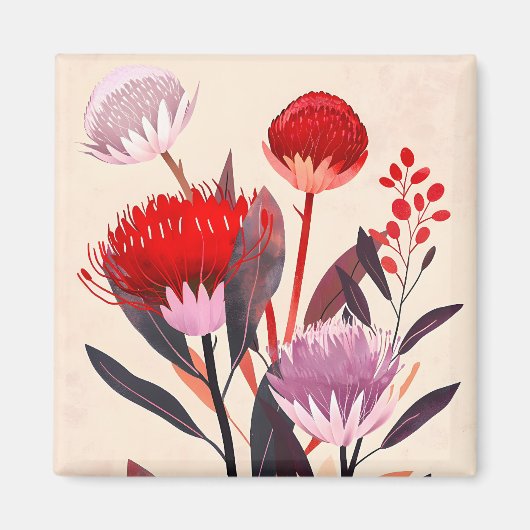 Moderne minimalistische Boho-Blumen Botanik Magnet (Vorne)