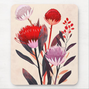 Moderne minimalistische Boho-Blumen Botanik Mousepad
