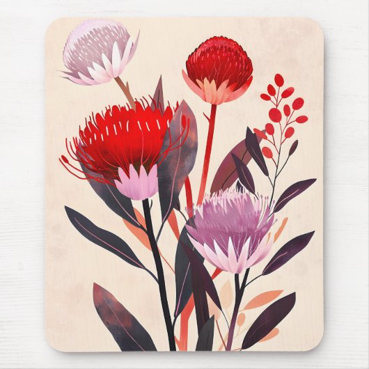Moderne minimalistische Boho-Blumen Botanik Mousepad (Vorne)