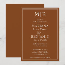 Moderne Minimalistische Boho Brown Hochzeit Einladung