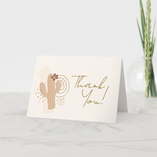 Moderne Minimalistische Boho Desert Cactus Baby Sh Dankeskarte (Vorderseite)