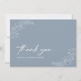 Moderne Minimalistische Boho Dusty Blue Wedding Dankeskarte